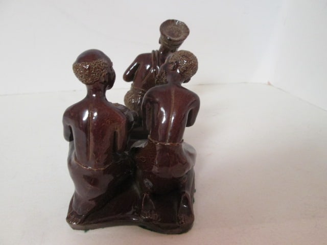 Vintage Glazed Pottery African Figural Ceremonial Village Scene Sculpture - 4