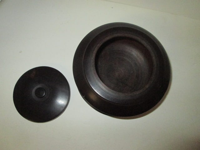 Turned Wood Tobacco Box and Sculpted Resin Human Skull Form Ashtray - 6