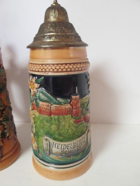 Three German Bas-Relief Stoneware Tankards - 5