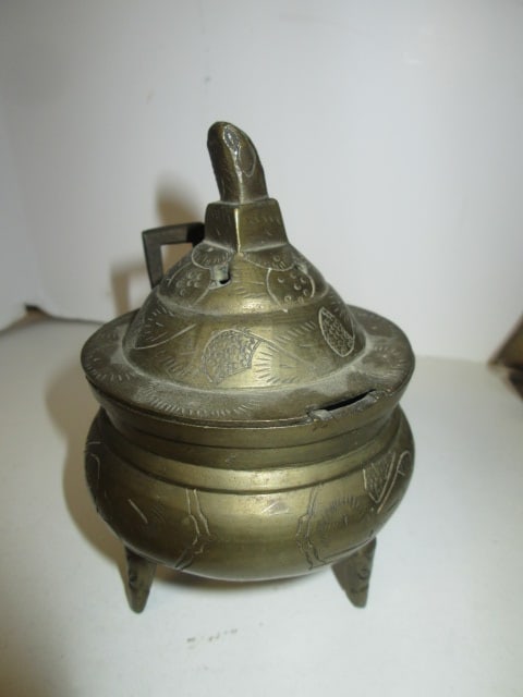 Brass Duck, Mouse, Sailboat, Cricket Box and Incense Burner - 7
