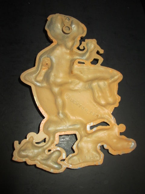 1976 Sexton Handpainted Cast Metal Little Boy & Frog Bathtub Wall Plaque and - 3