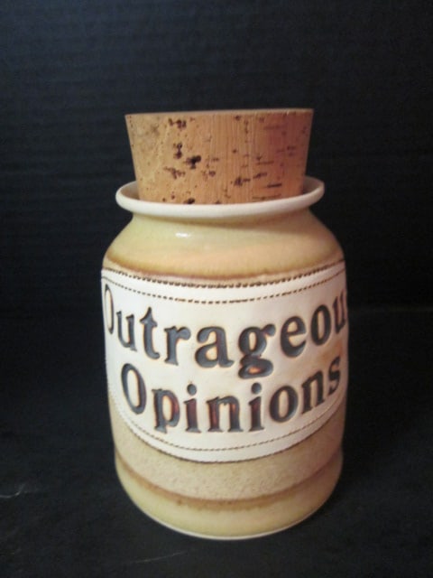 Novelty Studio Pottery "Outrageous Opinions" Conversation Jar (1 of 3)