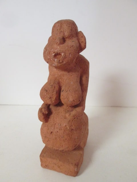 Red Clay Tribal Figural Statue: 8"h