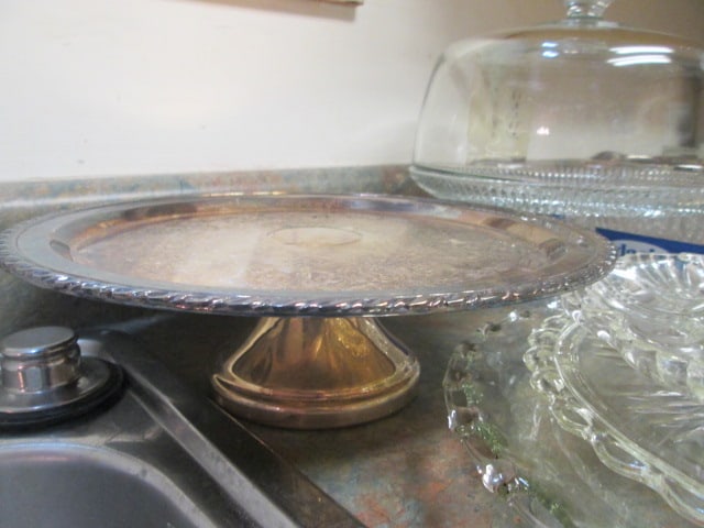 Silverplated Cake/Dessert Stand, Clear Glass Cake/Dessert Stand with Dome, - 11