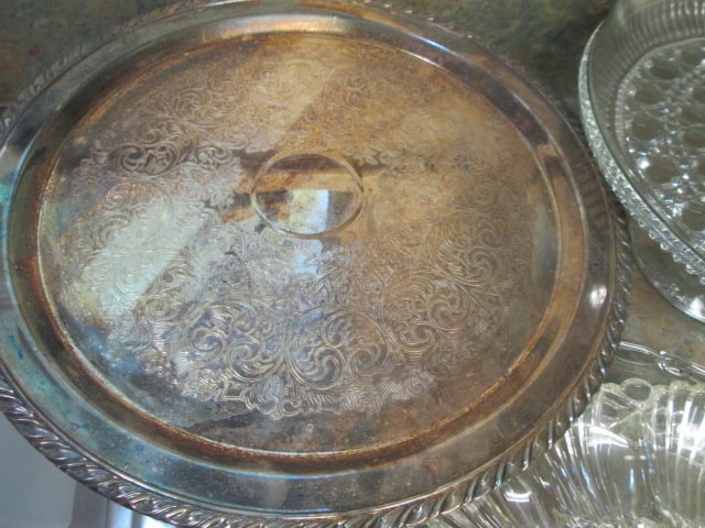 Silverplated Cake/Dessert Stand, Clear Glass Cake/Dessert Stand with Dome, - 12