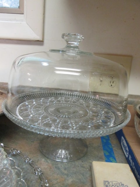 Silverplated Cake/Dessert Stand, Clear Glass Cake/Dessert Stand with Dome, - 6
