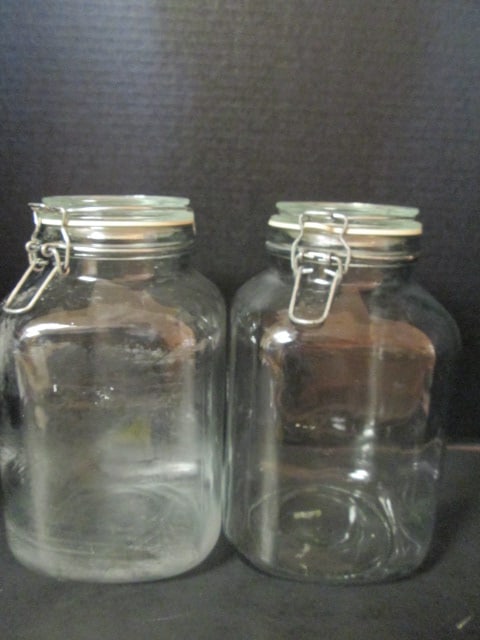 Pair of Lock Lid Glass Cannisters: 9 1/2"h