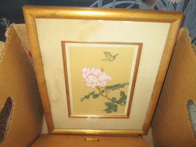 Framed and Matted Chinoiserie Style Prints and Two Bamboo Slat Wall Hangings - 5