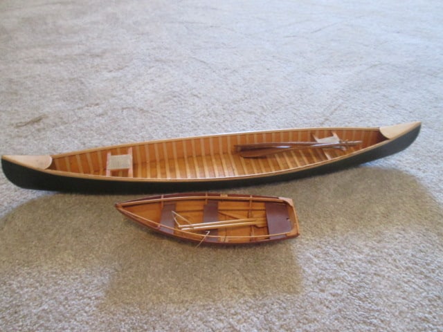 Scaled Wood Model Canoe and Rowboat (1 of 5)