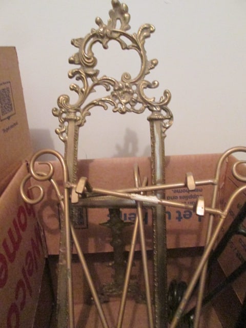 Large Ornate Brass Table Top Easel, Wrought Iron Easels, Painted Gold Metal Easels and - 3