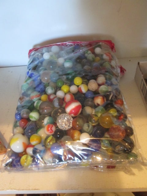Large Grouping of Vintage Marbles and Shooters: .