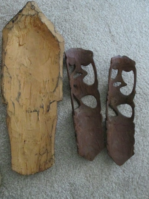 Three Hand Carved African Style Tribal Masks - 5