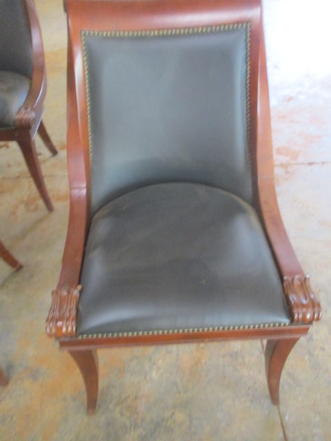 Four The Bombay Co. Black Leatherette Neoclassical Style Side Chairs with Nailheads - 2