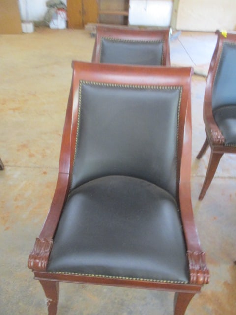 Four The Bombay Co. Black Leatherette Neoclassical Style Side Chairs with Nailheads - 3