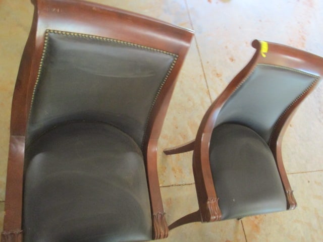 Four The Bombay Co. Black Leatherette Neoclassical Style Side Chairs with Nailheads - 4