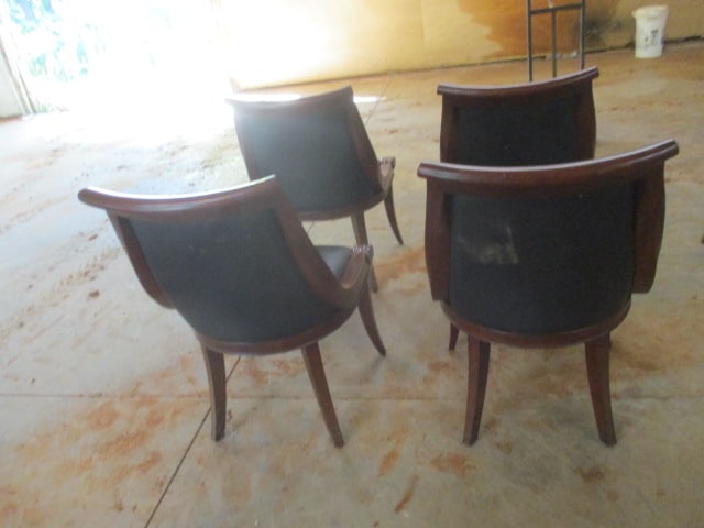 Four The Bombay Co. Black Leatherette Neoclassical Style Side Chairs with Nailheads - 5