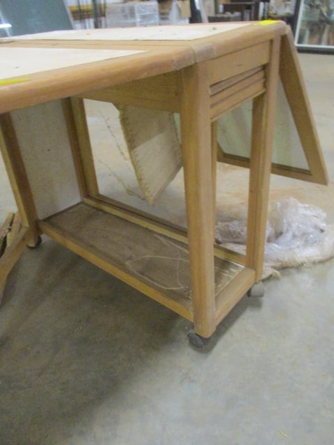 Portable 2 Tone White and Natural Wood Gate Leg Work Table - 3