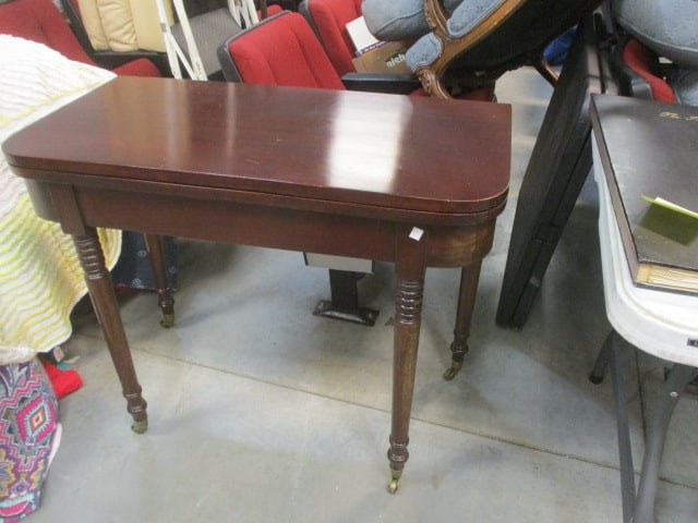 Early Federal Style Mahogany Fold Top Game Console Table (1 of 8)