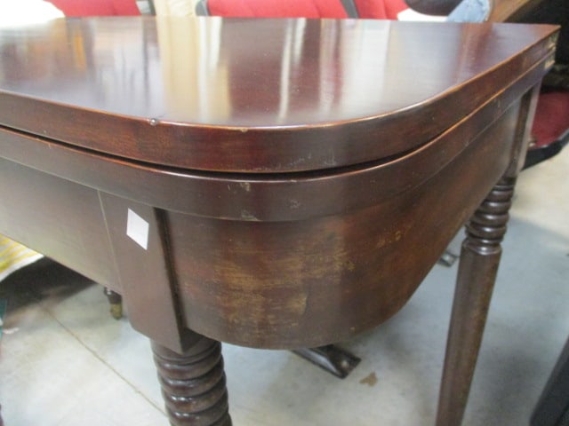 Early Federal Style Mahogany Fold Top Game Console Table - 4