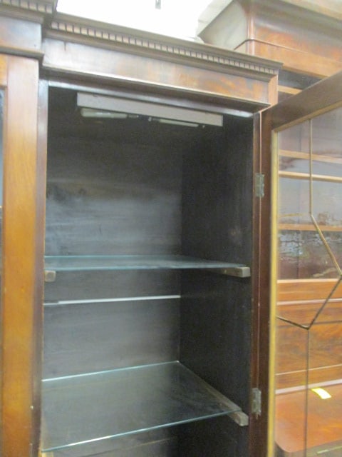 Multifunction Lighted Display Cabinet w/Geometric Glass Doors - 10
