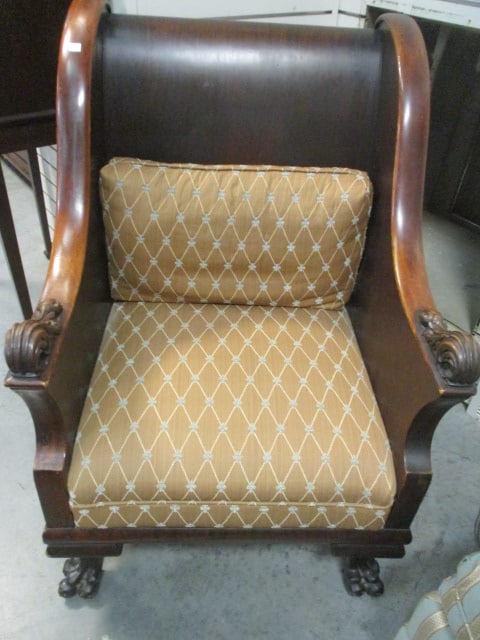 Antique Empire Style Mahogany Armchair w/Ornate Feet (1 of 4)
