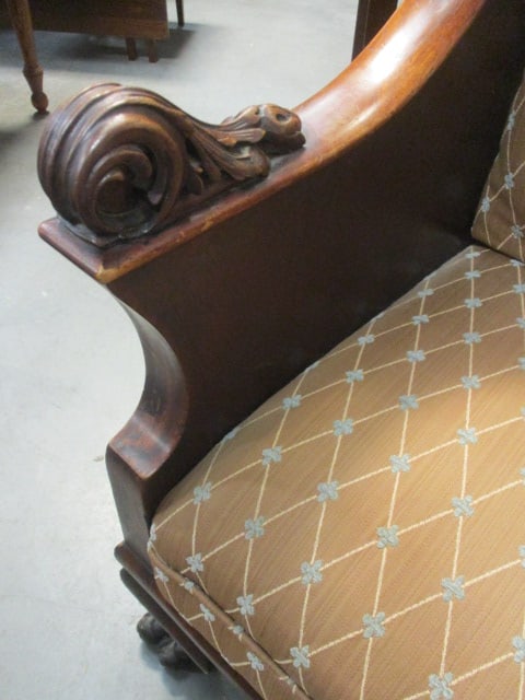 Antique Empire Style Mahogany Armchair w/Ornate Feet - 2