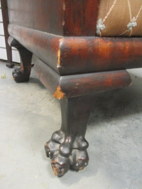 Antique Empire Style Mahogany Armchair w/Ornate Feet - 3
