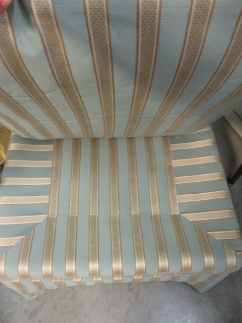 Blue L& Gold Striped Armless Slipper Chair - 2