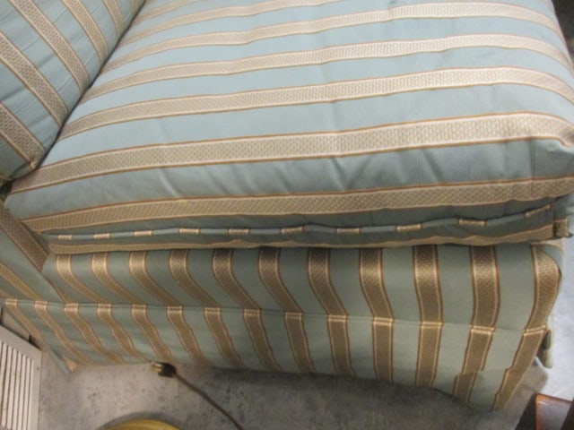 Blue L& Gold Striped Armless Slipper Chair - 3