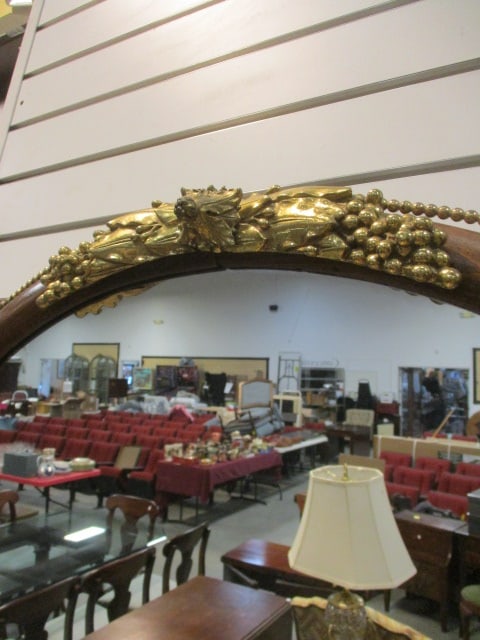 French Style Neoclassical Ormolu Mounted Mirror w/marble shelf - 2