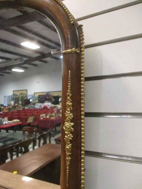 French Style Neoclassical Ormolu Mounted Mirror w/marble shelf - 3