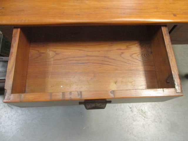 Antique Wood 2 Drawer Writing Desk w/Turned Legs - 6