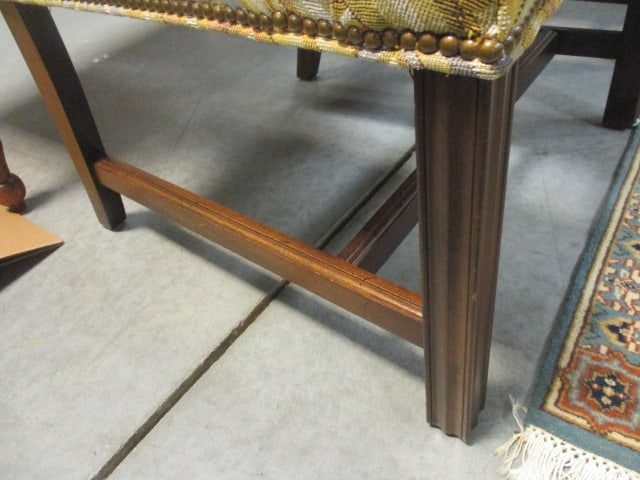Pair of Geometric Woven Pattern upholstered Armchair w/wood frame - 5