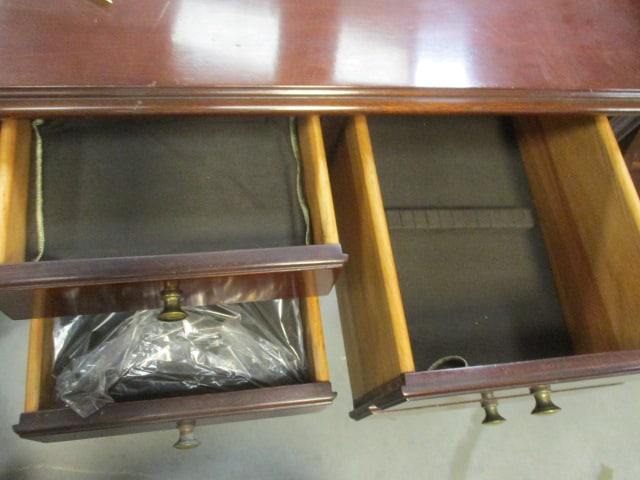 Mahogany Finish Silver Flatware Console - 3