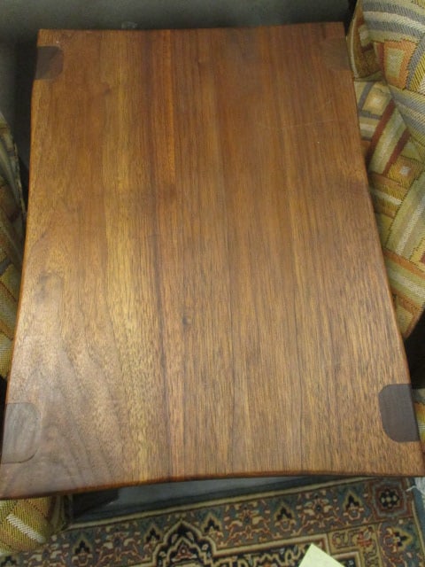 MCM 'Stingray' Walnut Side Table w/dark corner inlay - 2