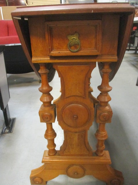 Drop Leaf Table w/Turned legs & Honey Brown Finish - 2