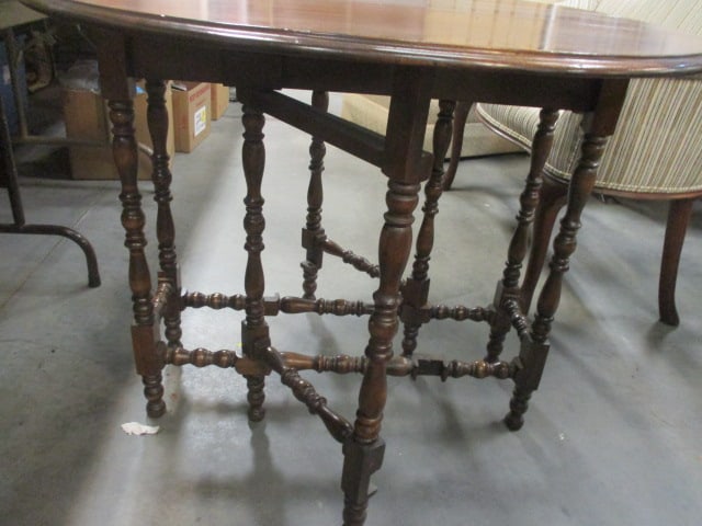Jacobean Revival Style Drop Leaf Table - 4