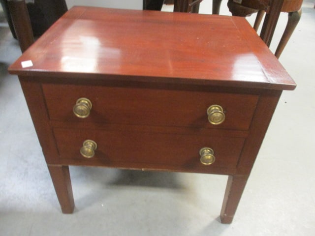 Antique Mahogany Storage Box w/Hinged lid & faux drawer: 20 x 16 x 18