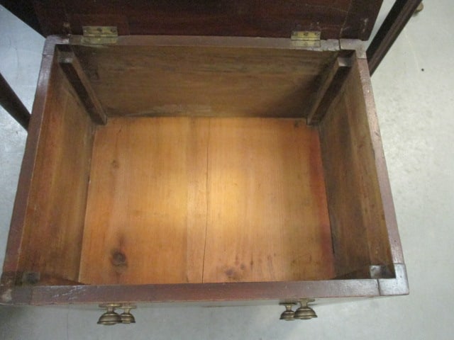 Antique Mahogany Storage Box w/Hinged lid & faux drawer - 4
