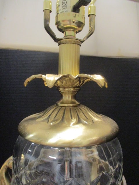 Neoclassical Style Table Lamp w/cut crystal body & brass - 4