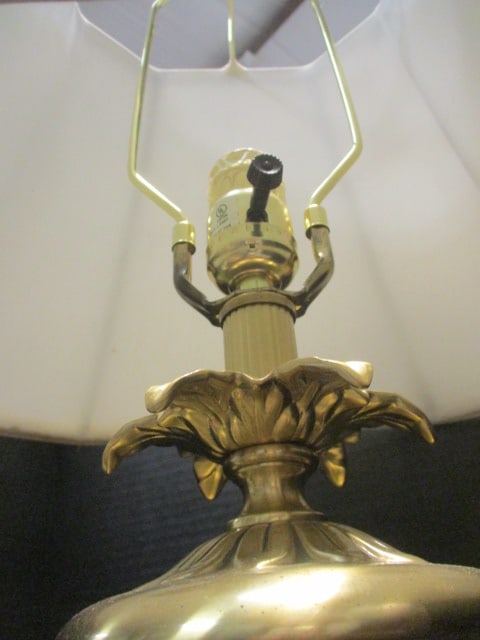 Neoclassical Style Table Lamp w/cut crystal body & brass - 5