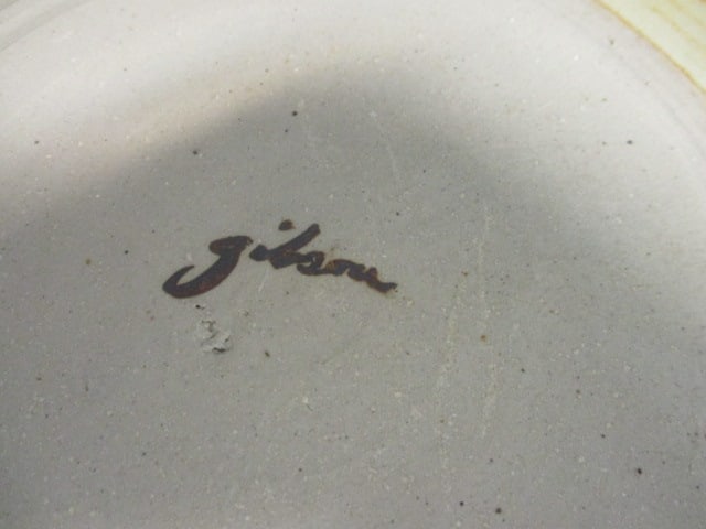 Pottery Plate w/Sculpted Mouse Head in Center Signed Gibson - 6