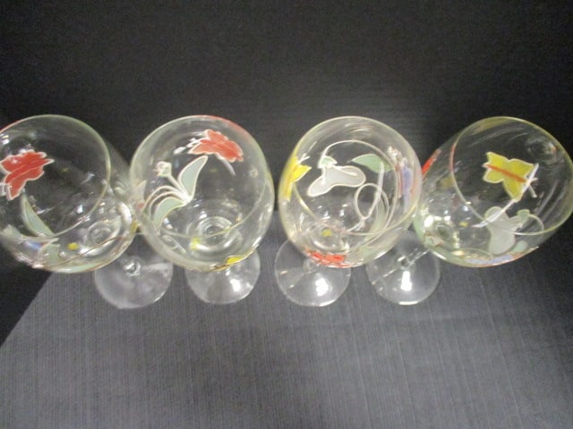 Handpainted Butterfly & Floral Motif Goblets (Lot of 4) - 2
