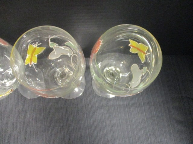 Handpainted Butterfly & Floral Motif Goblets (Lot of 4) - 6