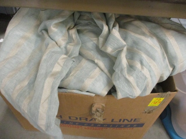 Custom Pleated Draperies (Light Blue & Cream Stripe) - 2