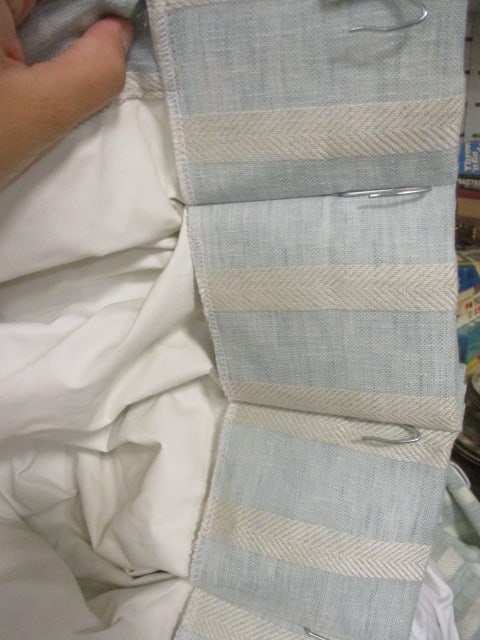 Custom Pleated Draperies (Light Blue & Cream Stripe) - 3