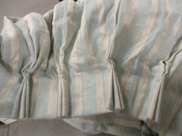 Custom Pleated Draperies (Light Blue & Cream Stripe) - 5