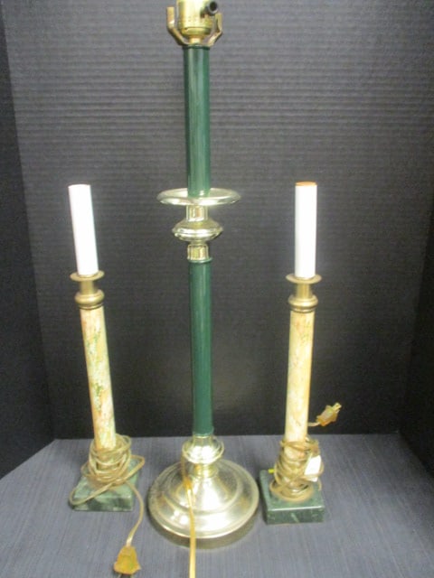 Lot of 3 Candlestick Style Lamps (No shades): 2-17", 1-24"