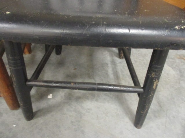 Black Painted Wood Plank Chair & Spindle Back Chair - 2