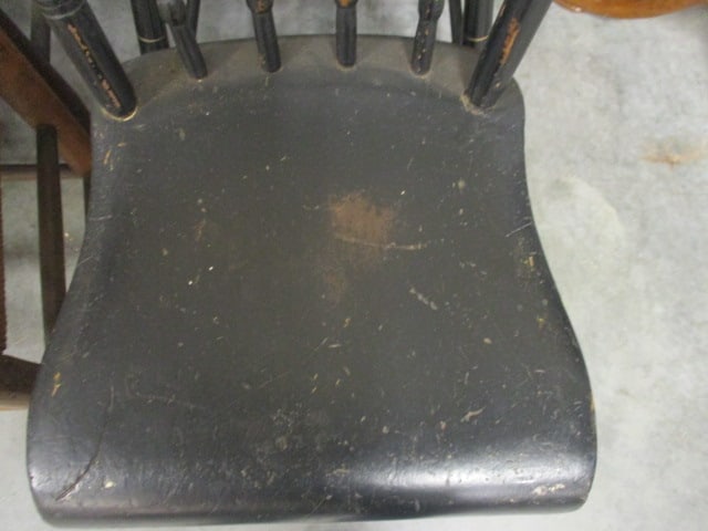 Black Painted Wood Plank Chair & Spindle Back Chair - 3